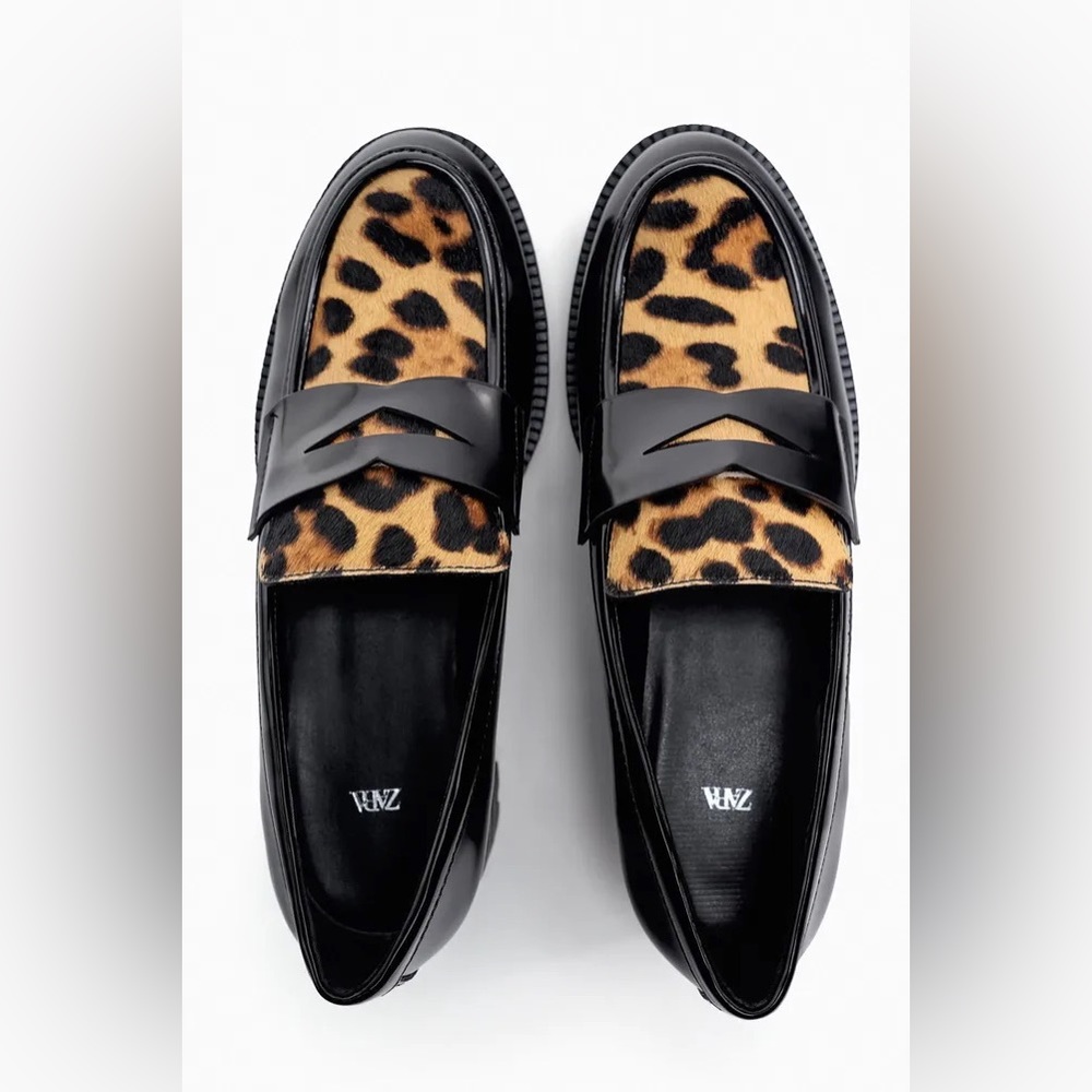 Zara ANIMAL PRINT LOAFERS NWT